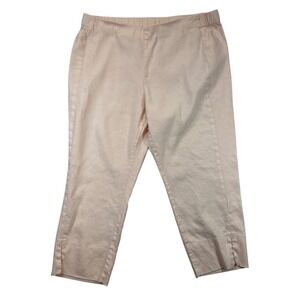 J. Jill Pants Womens L Petite Peach Linen Stretch Crop Capri Pull-0n